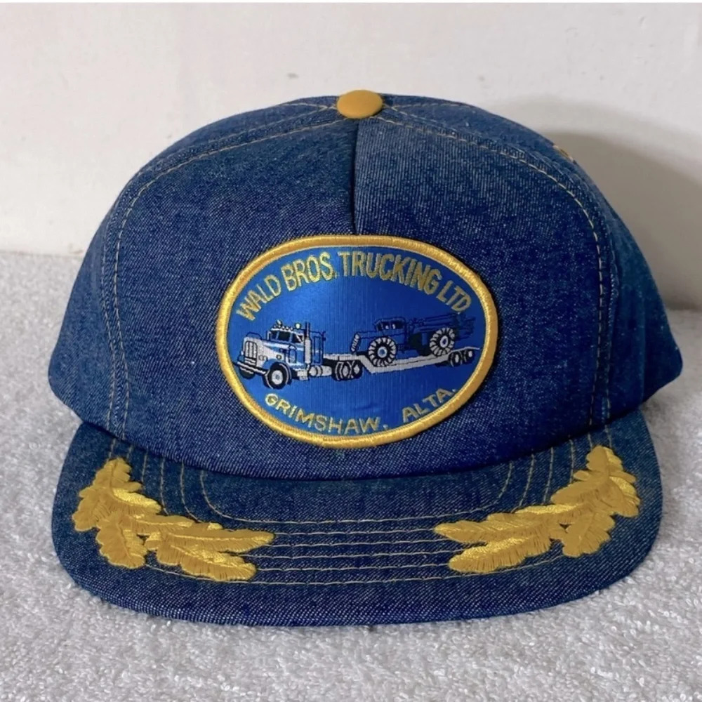 Vintage Denim Wald Bros. Trucking LTD Grimshaw Alta Snap Back Trucker Hat